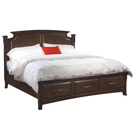 Queen Size Panel Bed with Low Profile Storage Footboard